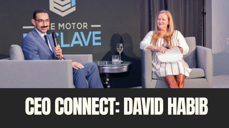 David Habib speaks on stage during a CEO Connect interview with Bridgette Bello at the Motor Enclave in Tampa