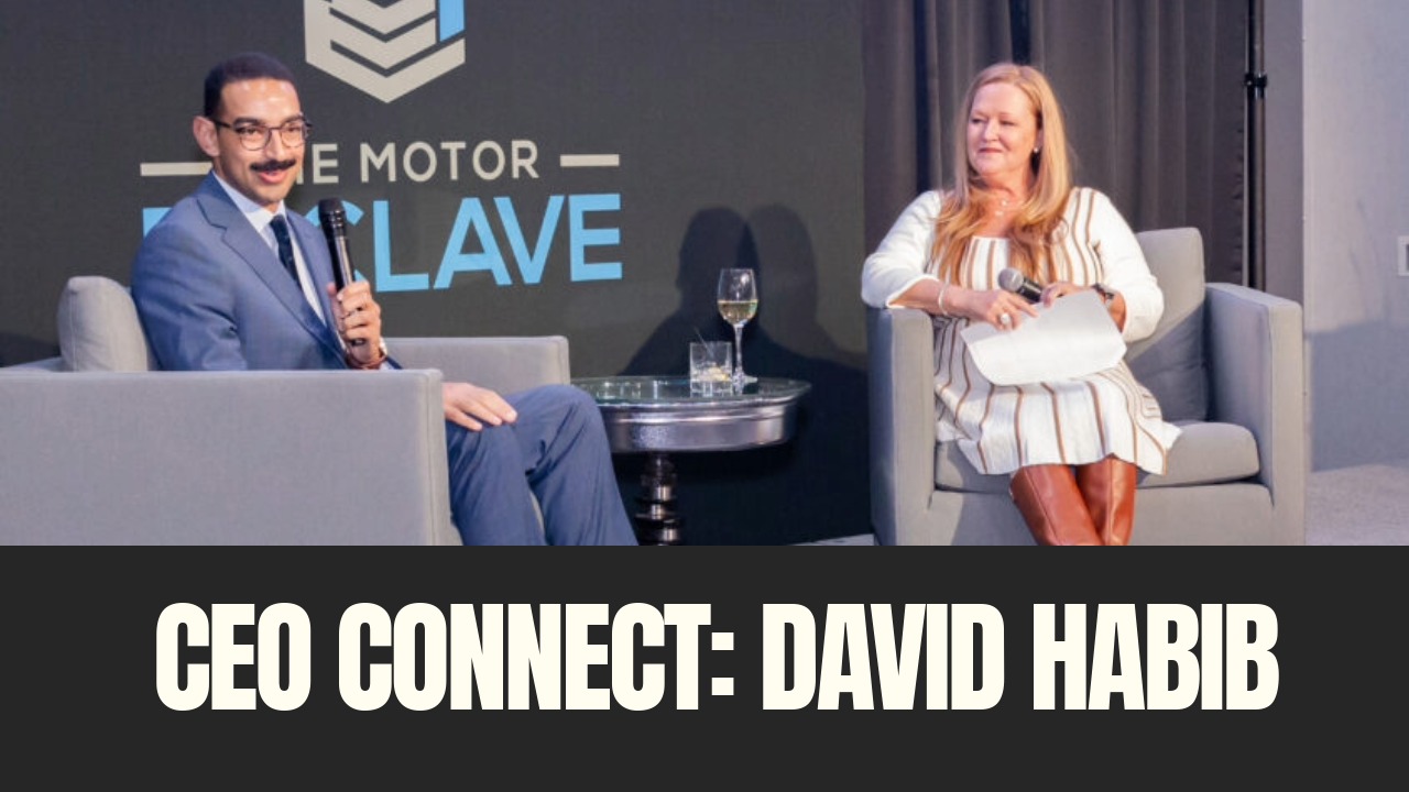 David Habib speaks on stage during a CEO Connect interview with Bridgette Bello at the Motor Enclave in Tampa