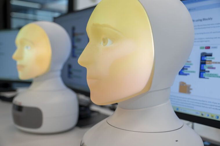 Saint Leo University’s Robotics Lab is home to Furhat humanoid robots that use artificial intelligence