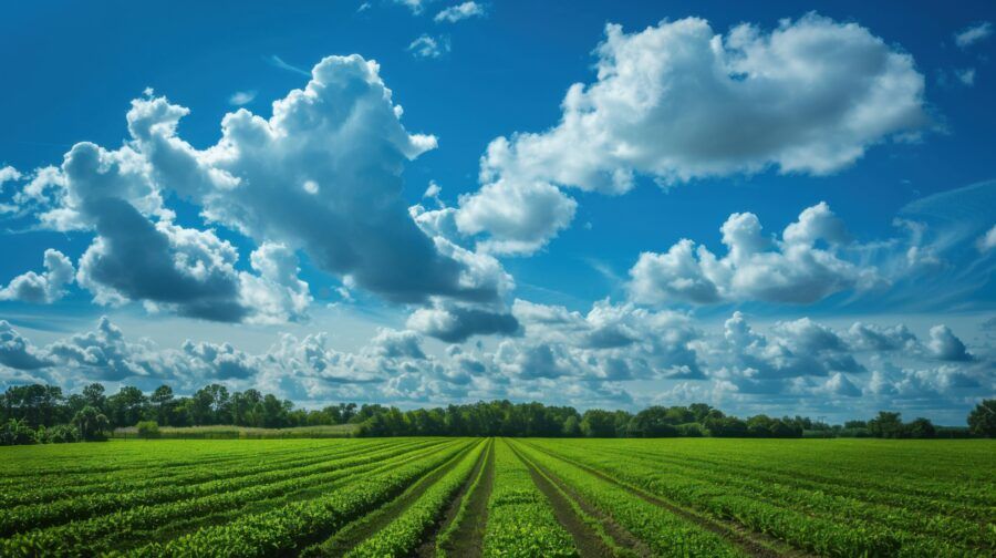 Vegetable Field in Florida: Agricultural Beauty under Blue Skies