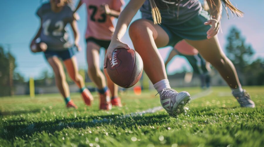 Portrait of a female high school flag football player