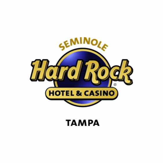 Seminole Hard Rock Hotel & Casino Tampa logo with gold and blue lettering.