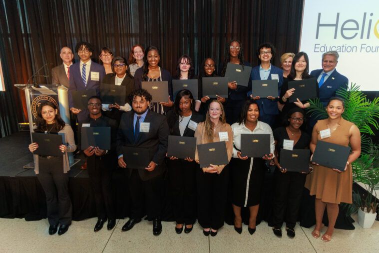 Helios Education Foundation's 20th Anniversary Pathway Scholarship Recipients with Paul J. Luna, President and CEO; Vince Roig, Helios Founding Board Chairman, and Jane LaRocca Roig