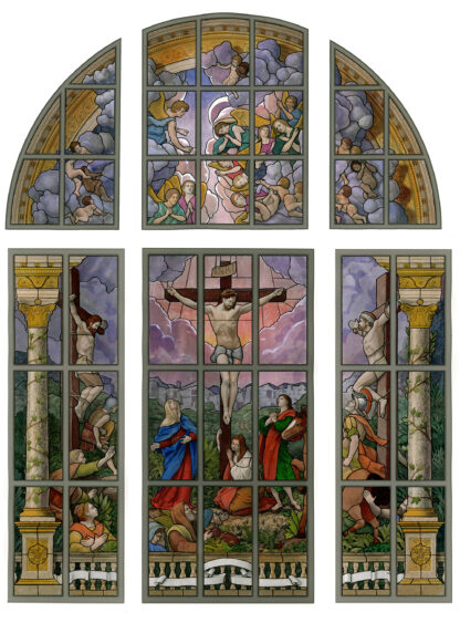 Jesuit stained glass project crucifixion rendering