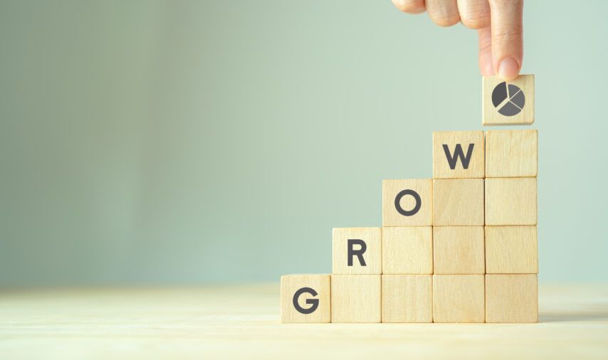 Growing business concept. Increase market share, growth of business profit. Market penetration and expansion strategies. Strengthen business strategies and adaptability for competitive advantage.