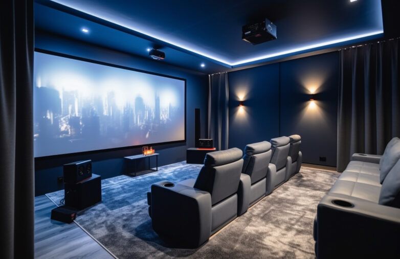 Home theater in modern style with Generative AI