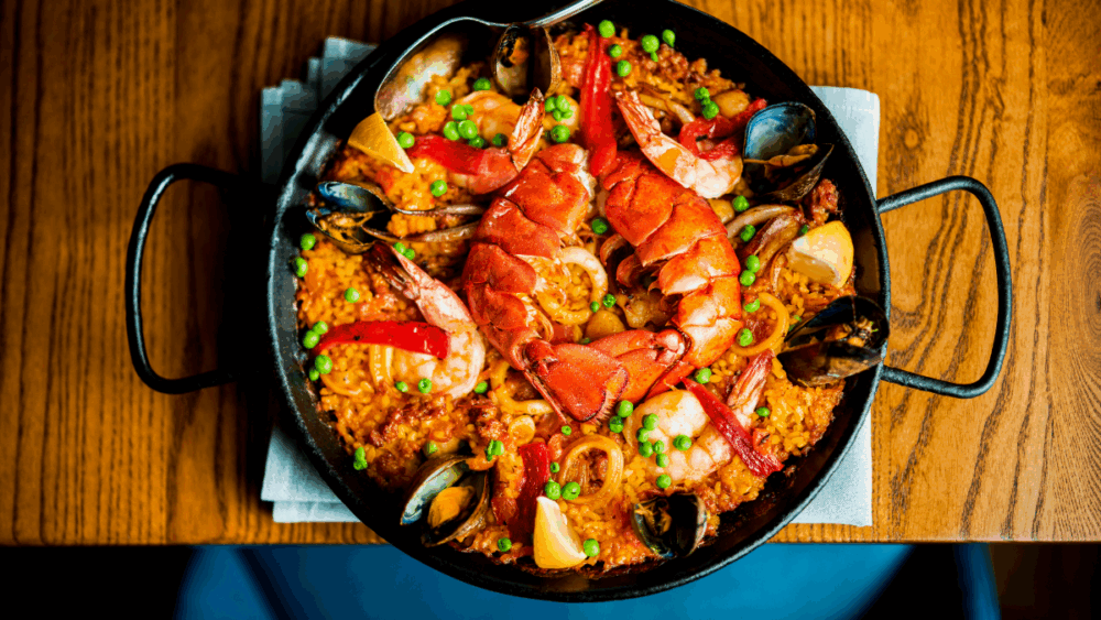 Ceviche’s signature mariscos paella, featuring lobster, shrimp, mussels and saffron rice.