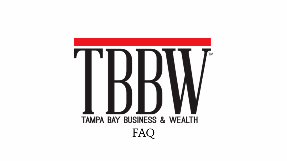 Tampa Bay Business & Wealth (TBBW) logo header for the FAQ page