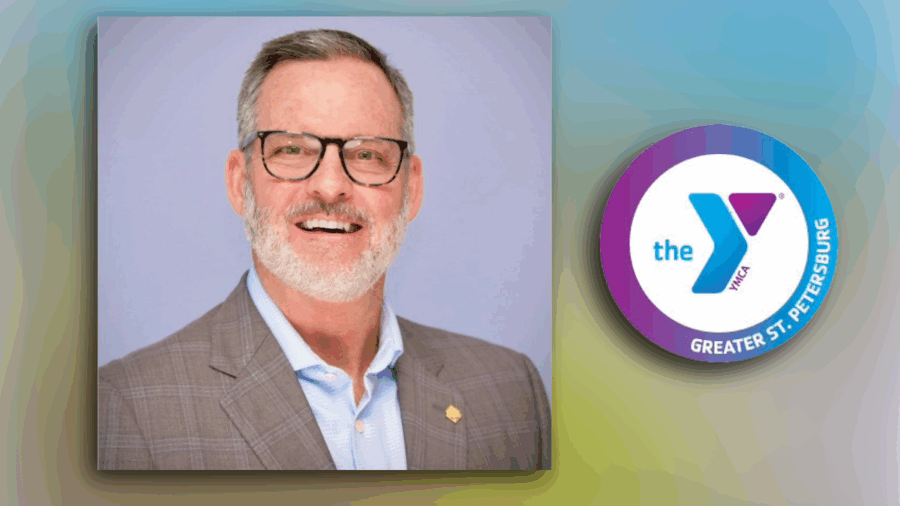 Portrait of David Jezek beside the YMCA of Greater St. Petersburg logo, marking his retirement after 42 years of service.
