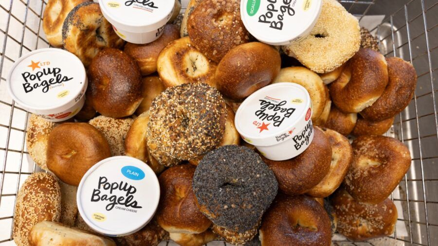 Basket filled with assorted PopUp Bagels