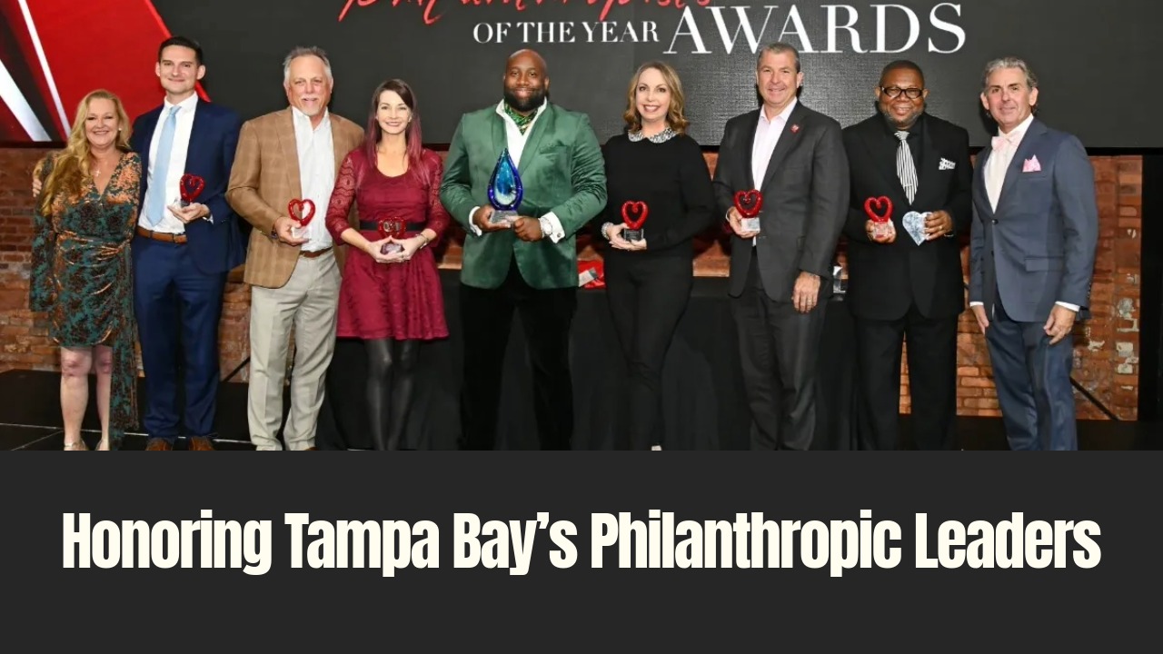 TBBW’s 2025 Philanthropists of the Year honorees stand together on stage during the annual awards event.
