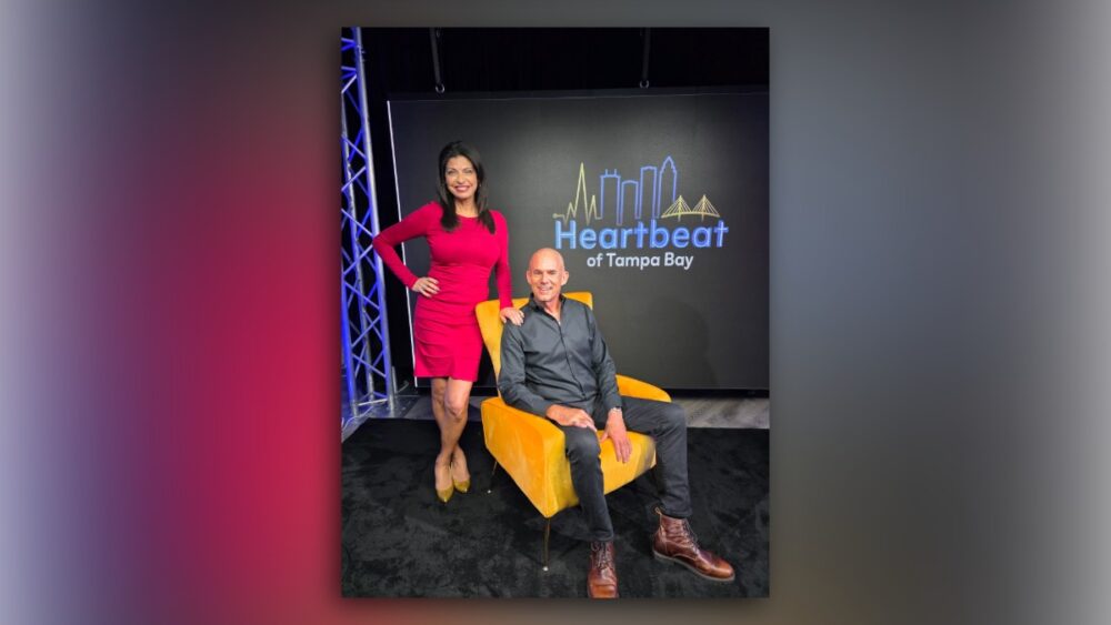 Chris Ingram and Sarina Fazan on the Heartbeat of Tampa Bay set at Gulfstream Video Studio.