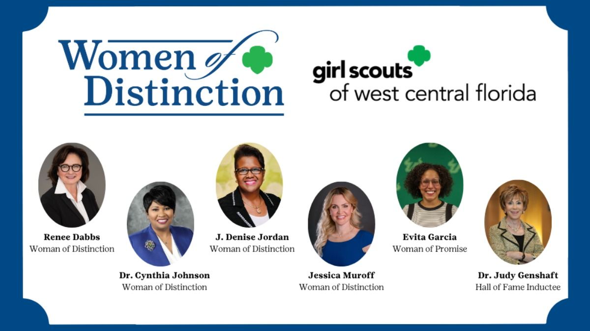 2026 Women of Distinction honorees from Girl Scouts of West Central Florida with headshots and titles.