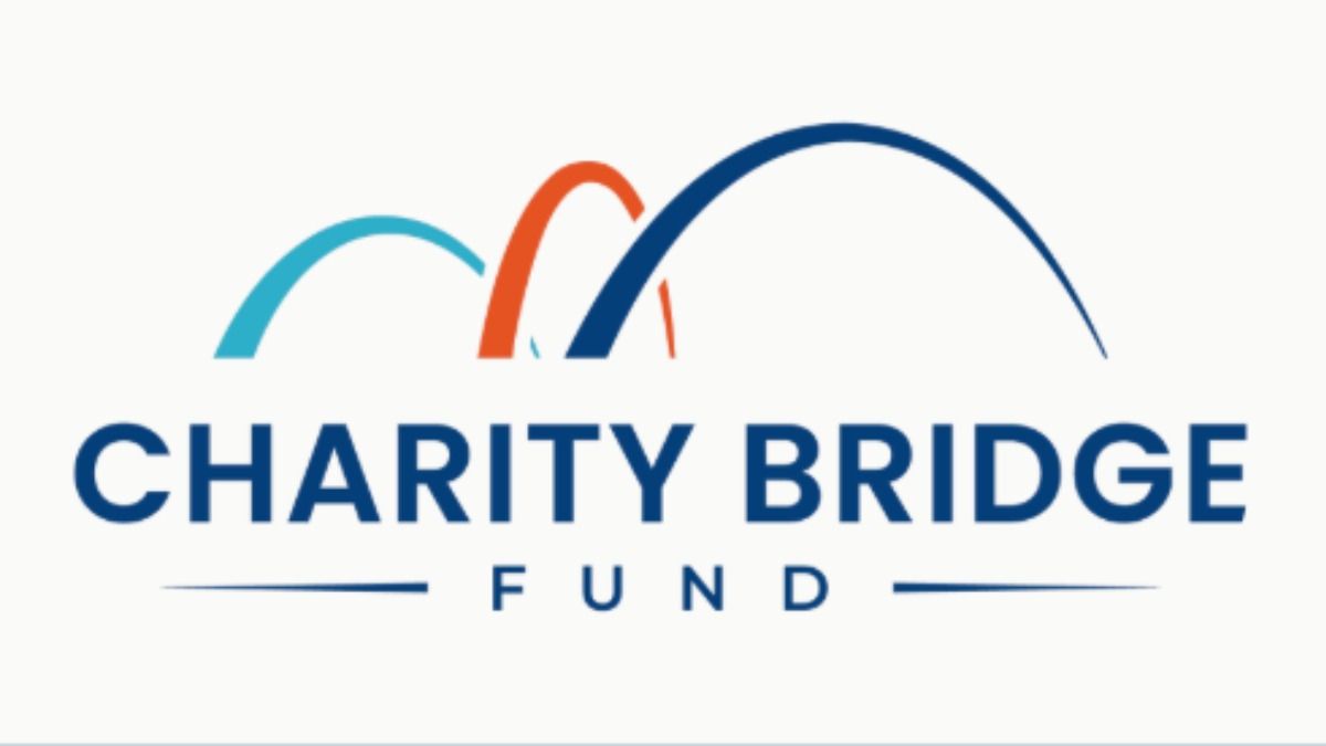 Charity Bridge Fund logo featuring three stylized bridge arches in blue, orange and light blue above the organization’s name.