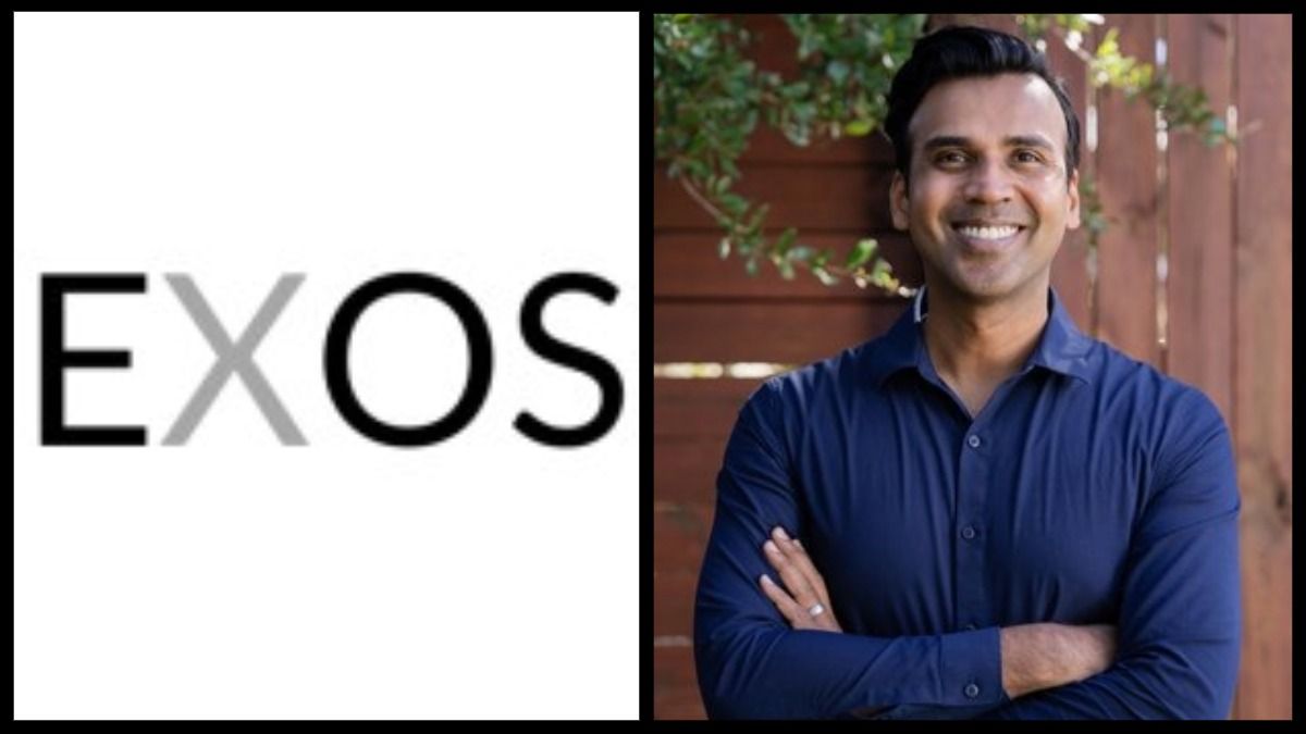 EXOS logo alongside Balaji Ramadoss, founder of the AI workflow platform