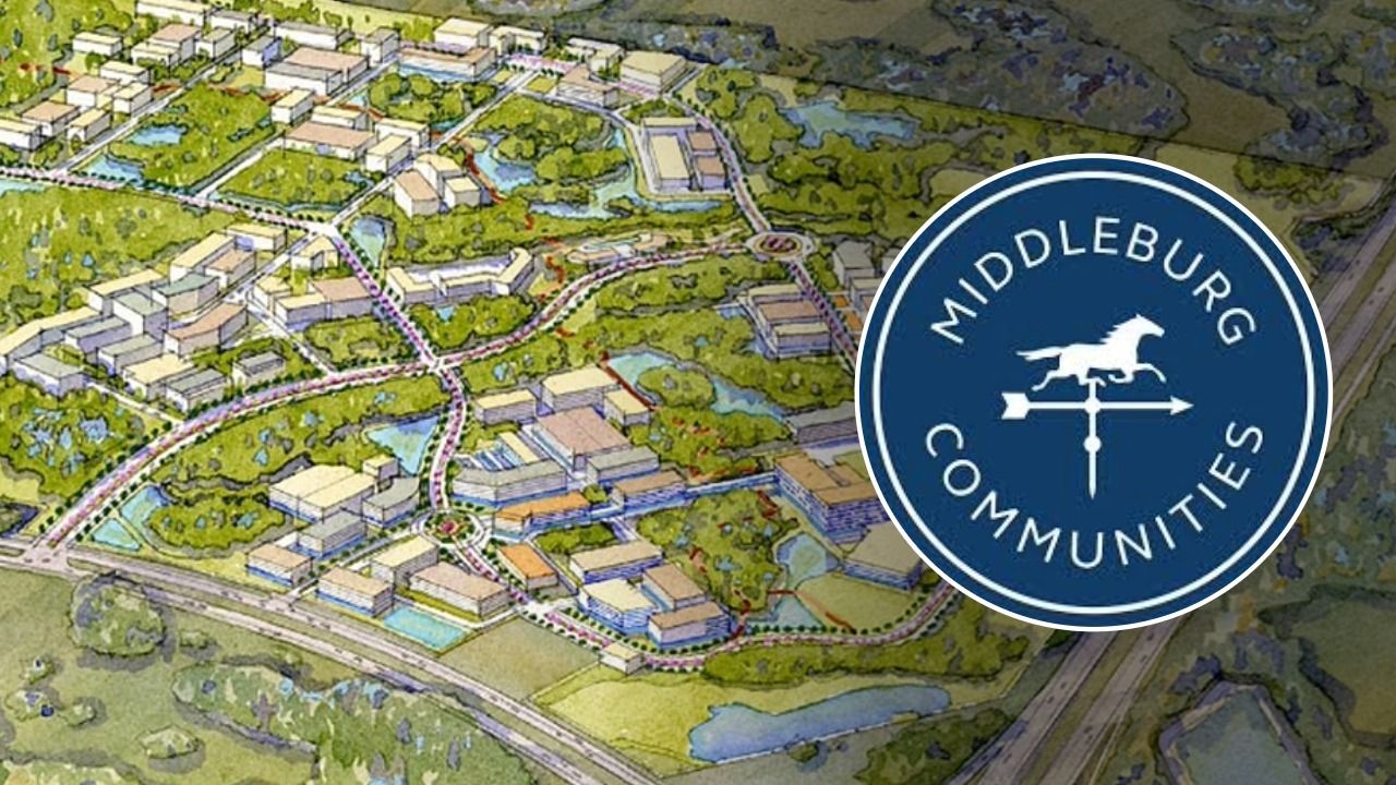 Illustrated site plan of the future Mosby Deerbrook development in Spring Hill with the Middleburg Communities logo placed over the image.