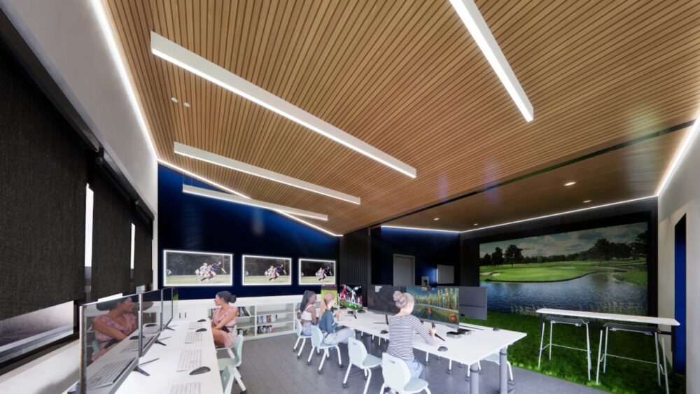 E sports and golf simulator room at Academy of the Holy Names