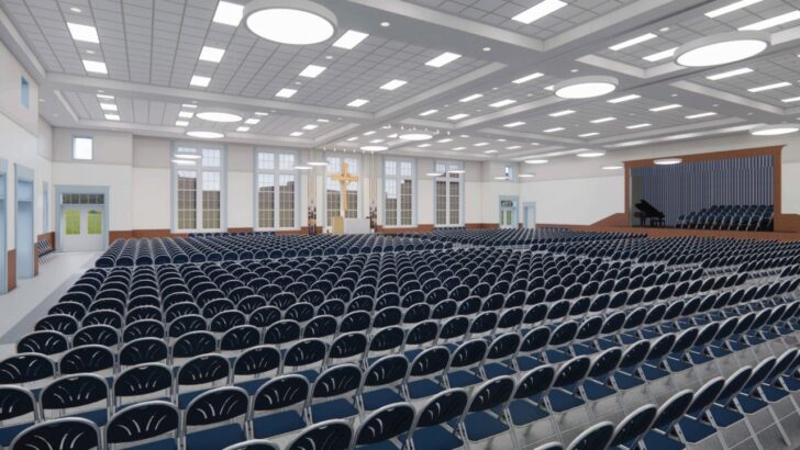 Brady Center renovation with expanded seating for school Mass and events