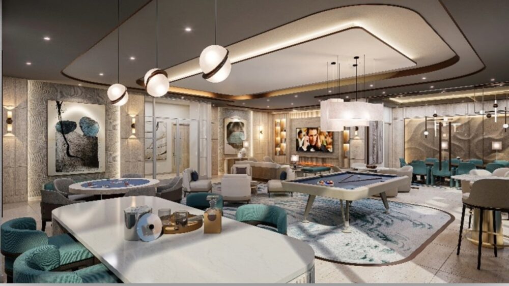 Resident lounge and entertainment area at Saravela condominium