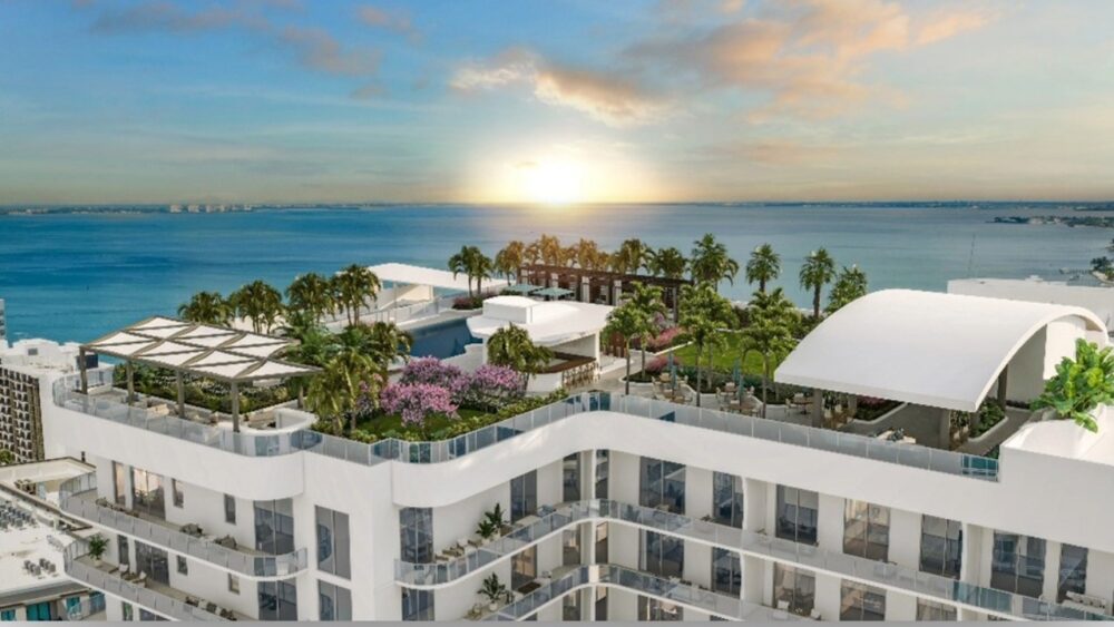 Rooftop garden and amenity deck at Saravela in downtown Sarasota