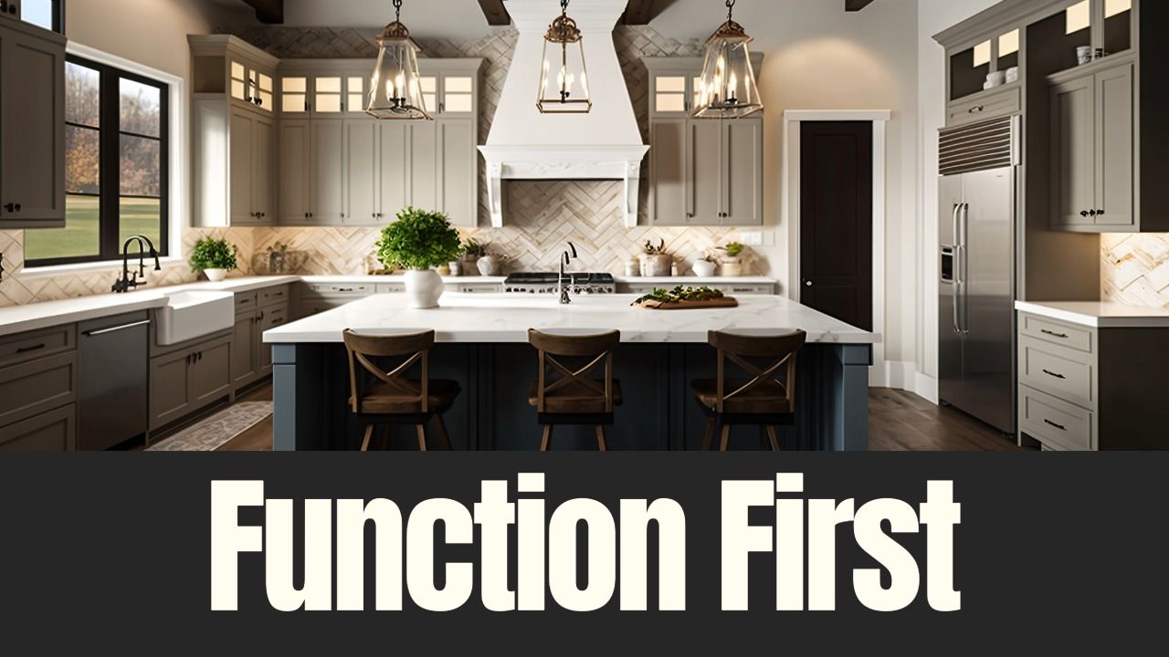 Modern kitchen designed around daily routines with a large island, functional layout and clean transitions for everyday living.