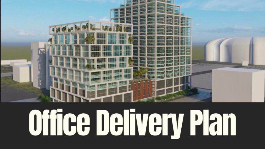 Conceptual rendering of a mixed-use office development proposed for the Historic Gas Plant District in St. Petersburg.