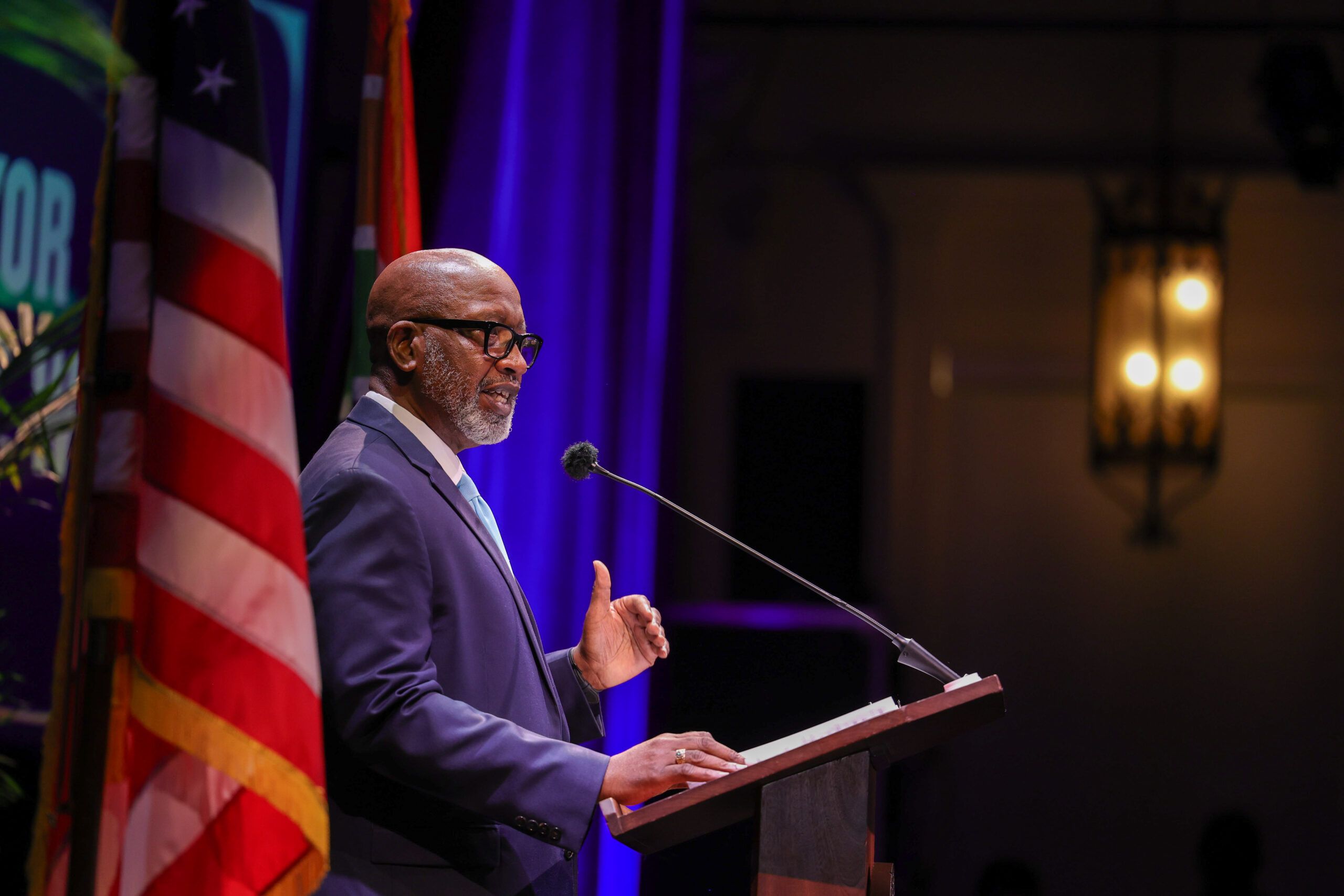 St. Petersburg Mayor Kenneth T. Welch delivers the 2026 State of the City address at the Palladium in downtown St. Petersburg.