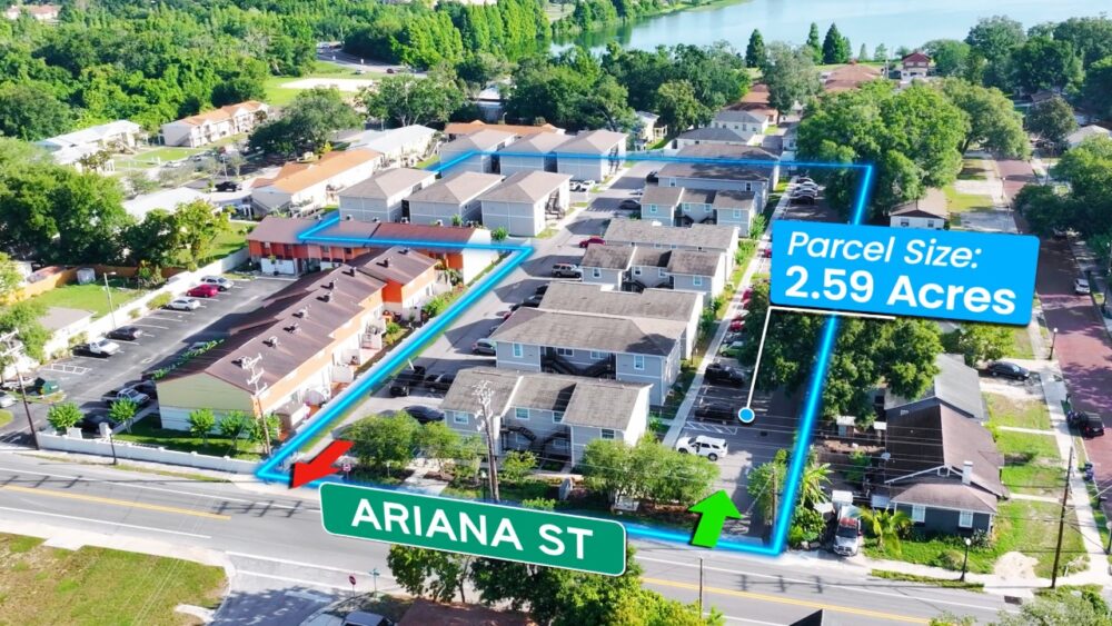 An aerial view shows the 56-unit apartment community at 915 Ariana Street in Lakeland that sold for $10 million, according to Colliers.