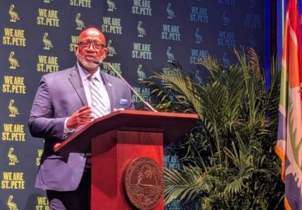 St. Petersburg Mayor Ken Welch delivers the 2026 State of the City address at the Palladium in downtown St. Petersburg.