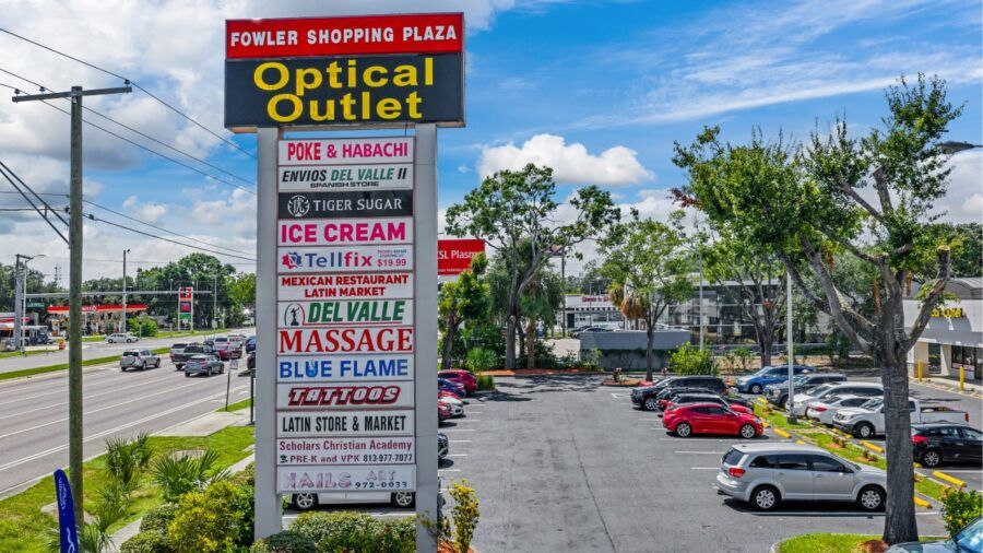 Fowler Shopping Plaza retail center on East Fowler Avenue in Tampa