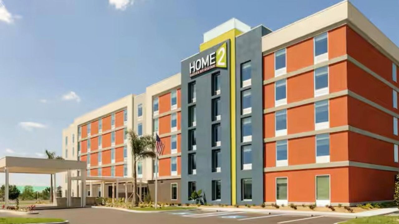 Exterior of Home2 Suites Tampa Brandon hotel on Palm River Road