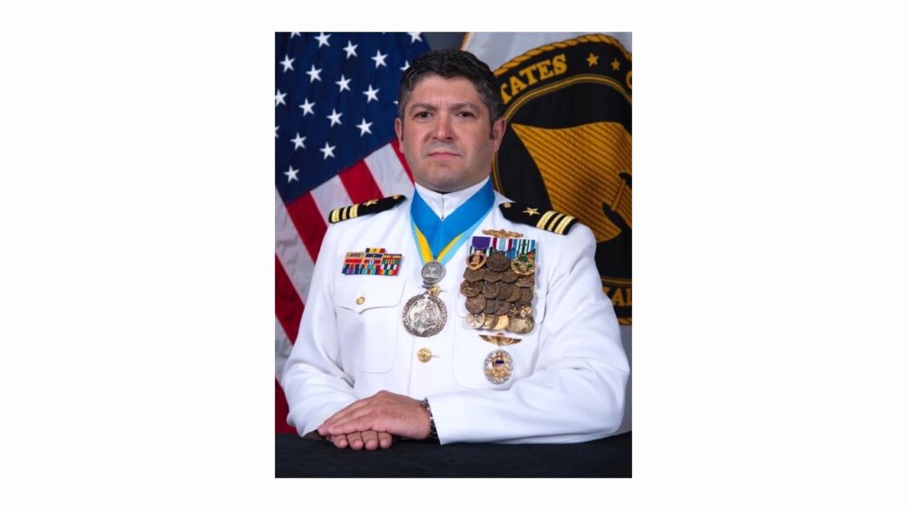 Bryan Stern in formal military dress uniform with medals displayed