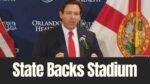 Florida Gov. Ron DeSantis speaks at a news conference at Hillsborough College about a proposed Tampa Bay Rays stadium.