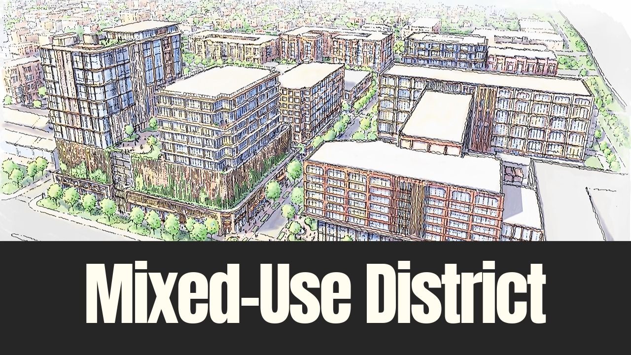 Artist rendering of a proposed mixed-use development with residential and commercial buildings planned for East Ybor City.