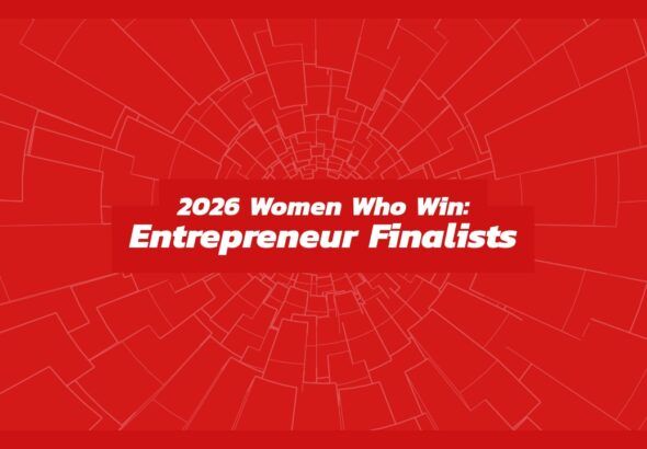 Graphic reading “2026 Women Who Win: Entrepreneur Finalists”