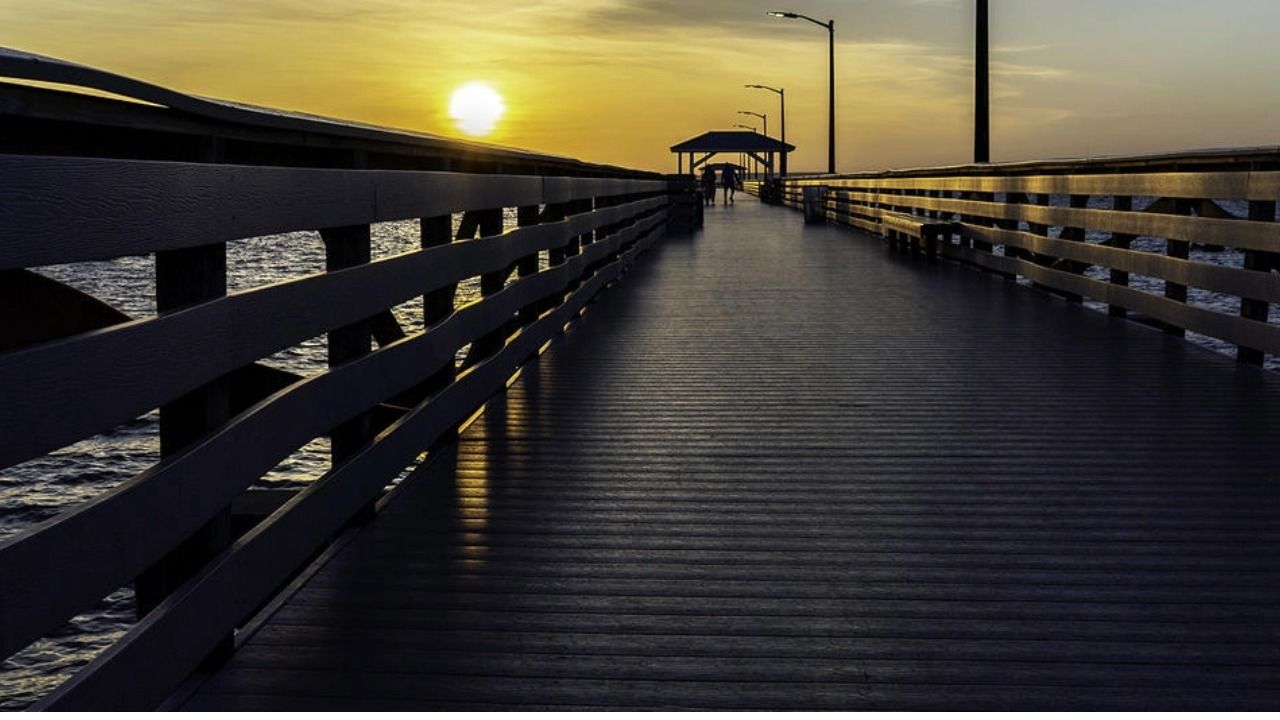 Ballast Point Park pier at sundown in Tampa, Florida