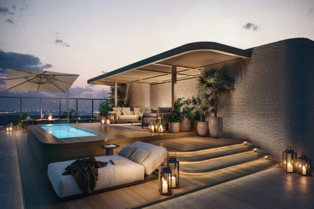 Rendering of the penthouse rooftop terrace at Pendry Residences Tampa