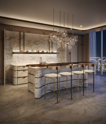 Rendering of the penthouse bar area at Pendry Residences Tampa