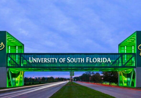University of South Florida campus entrance over Fowler Avenue in Tampa