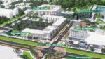 Rendering of USF’s Fletcher District showing student housing, hotel, retail and a pedestrian bridge across Fletcher Avenue