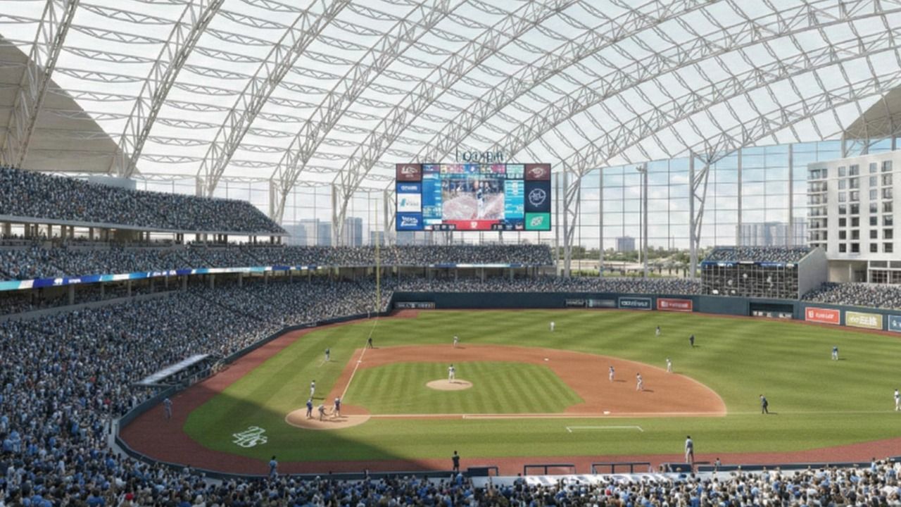Rendering of proposed Tampa Bay Rays stadium with grid-shell roof design