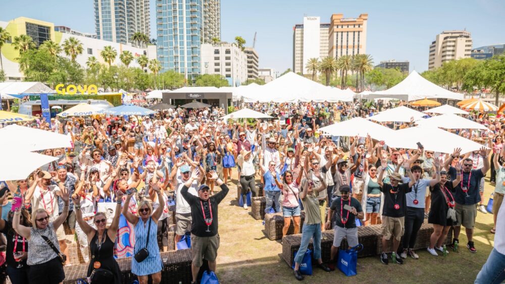 Crowds gather at Curtis Hixon Waterfront Park during the Tampa Bay Wine & Food Festival Grand Tasting.