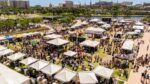 Aerial view of the Tampa Bay Wine & Food Festival Grand Tasting at Curtis Hixon Waterfront Park in downtown Tampa.