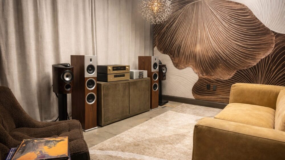The Sound Attic statement listening room featuring high-end speakers, amplifiers and luxury audio equipment in Tampa.