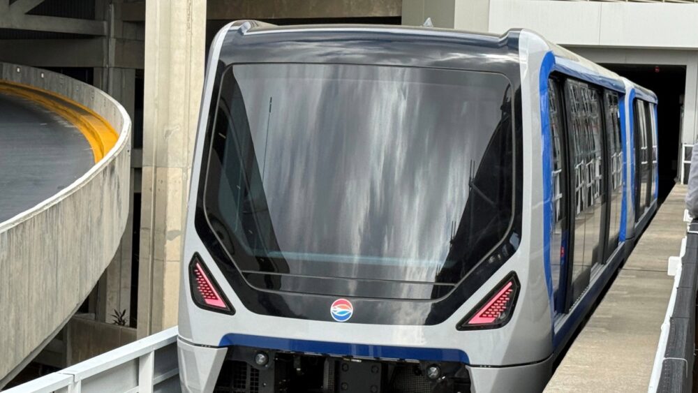 New Blue shuttle car at Tampa International Airport Airside transit system