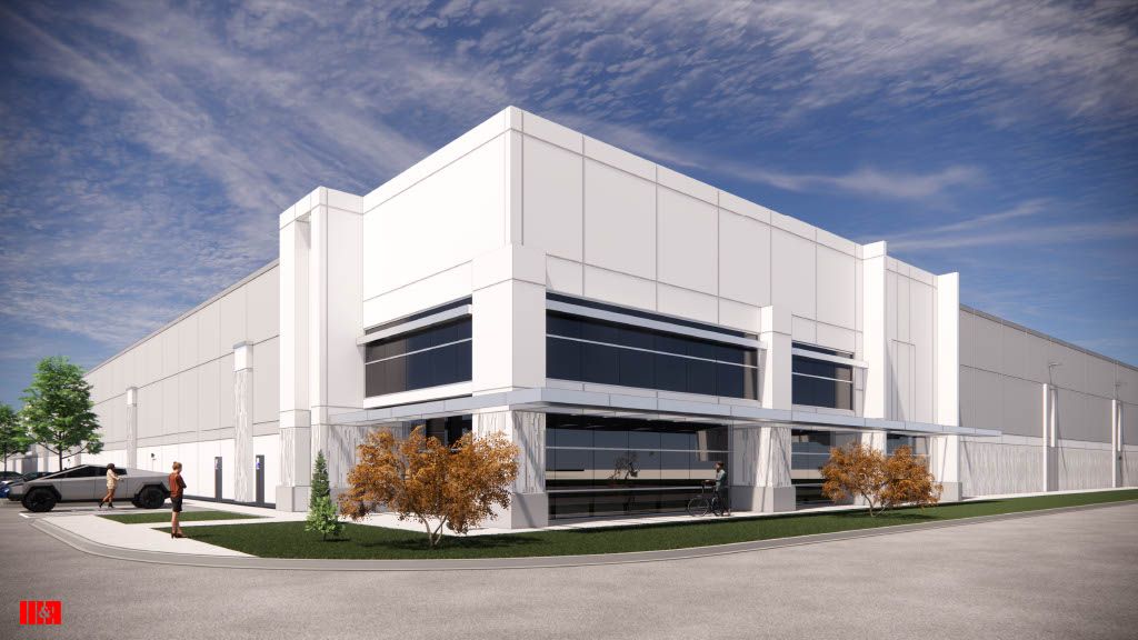 Rendering of Constellation East Tampa Business Center, a modern industrial warehouse with clean lines.