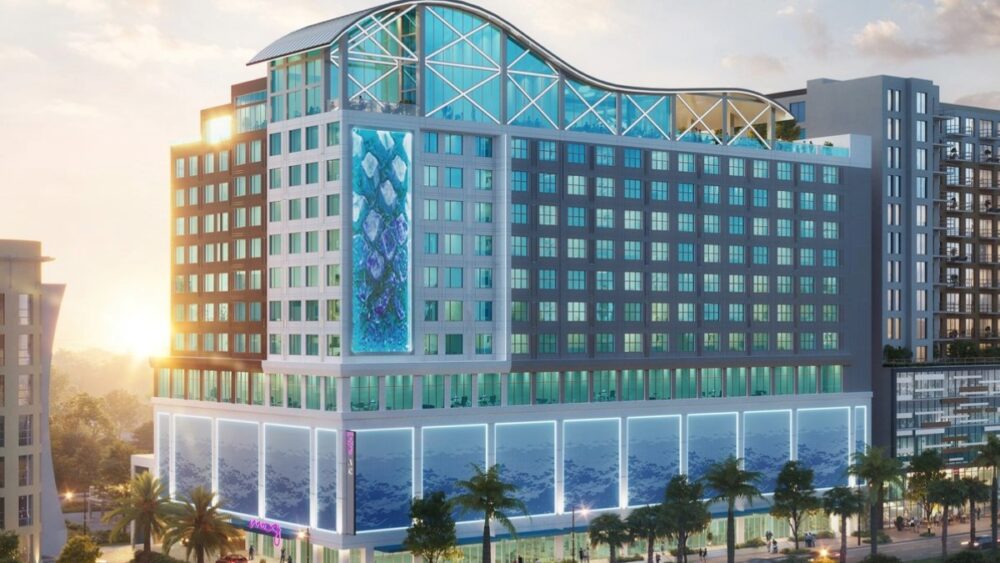 Rendering of AC Hotel and Moxy dual-brand hotel in Tampa’s Channel District