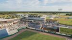 Rendering of expanded outfield concourse with seating and fan gathering areas