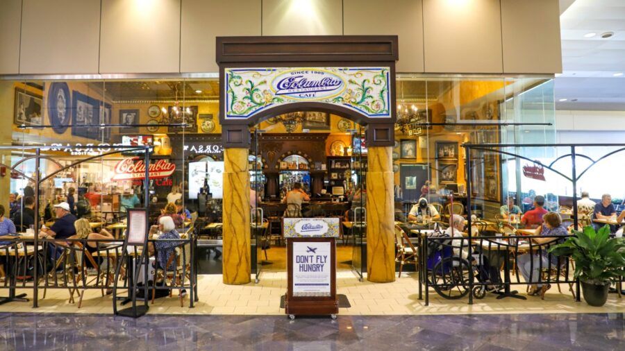 Columbia Restaurant café location inside Tampa International Airport with travelers dining