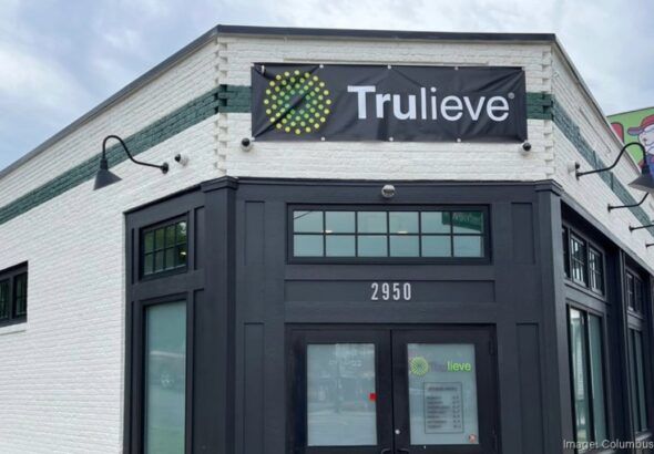Exterior of a Trulieve medical cannabis dispensary with signage above the entrance